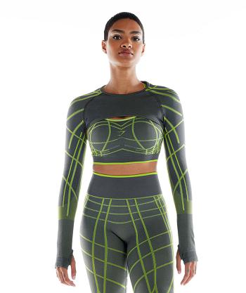 Dámské Long Sleeve Gymshark Wtflex Linear Seamless Šedé Zelene Světle Šedé | CZ 3504ILH